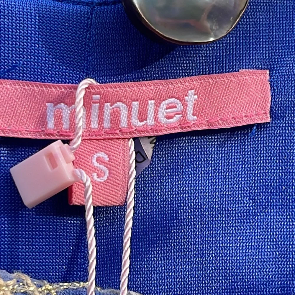 🌺 MINUET; Brand New w/Tags! Unique Blue w/Gold Overlay Party Dress; Misses XS/S - Picture 3 of 13
